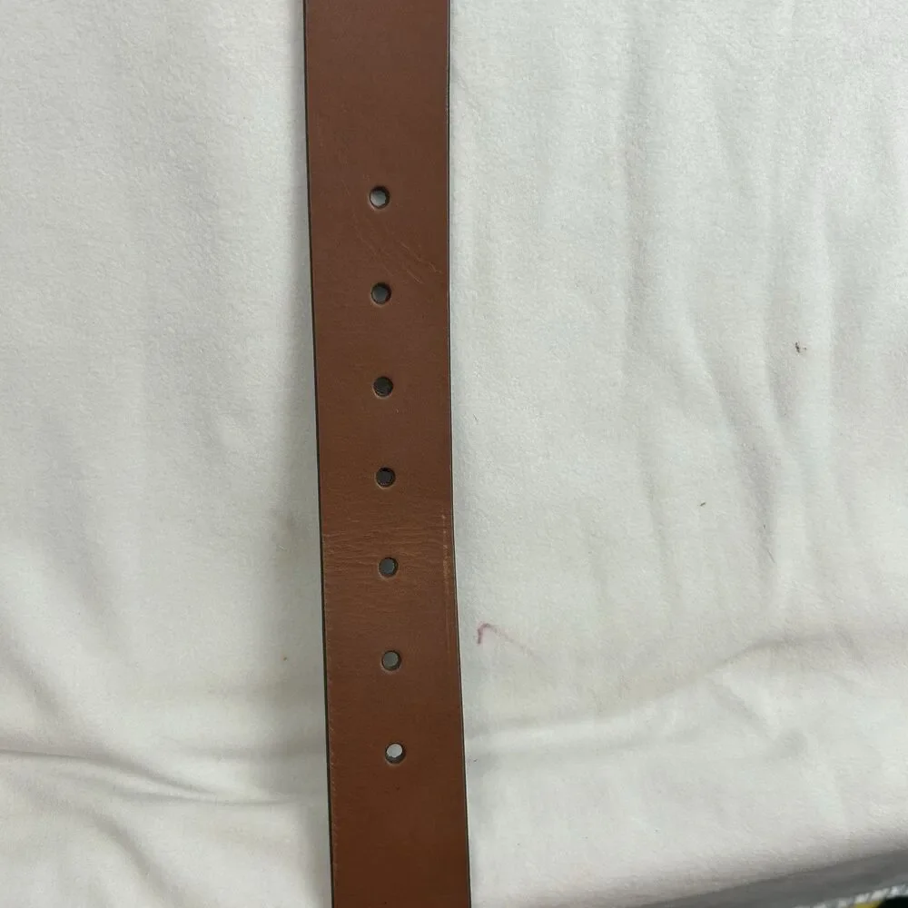 Mens Genuine Leather Belt Brown Tan Rustic Metal Buckle Size Medium New